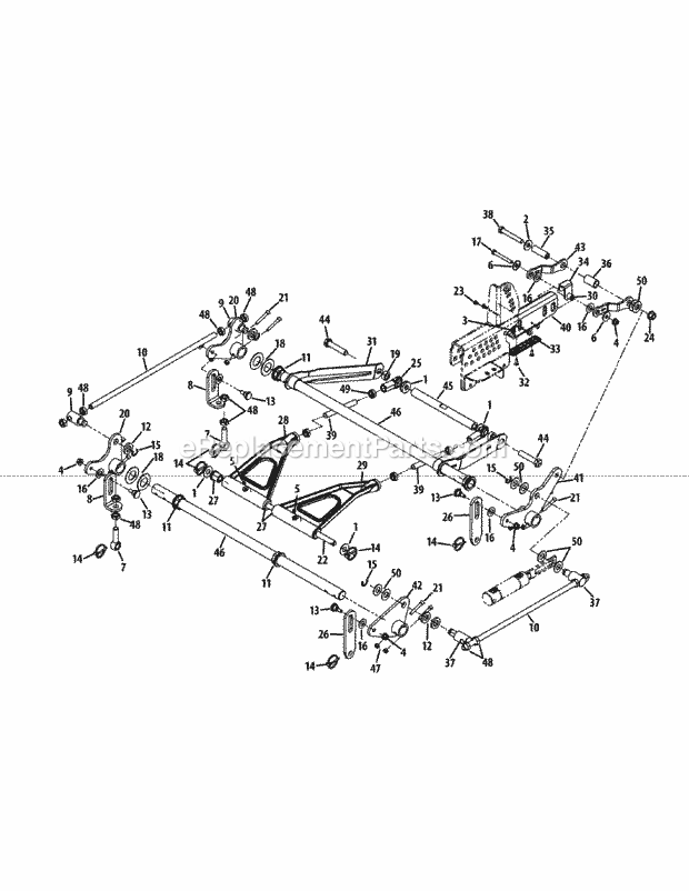 Deck Lift Assembly Diagram and Parts List for S6032-D 53BY8DU6750 Cub Cadet Sprayer